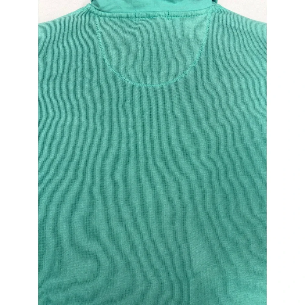 Tommy Bahama Relax Mens Quarter Zip Pullover Sweater Teal Green Ribbed Cotton M